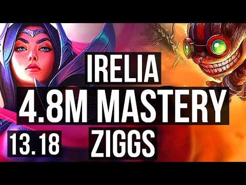 IRELIA vs ZIGGS (MID) | 4.8M mastery, 2100+ games, Legendary | NA Grandmaster | 13.18