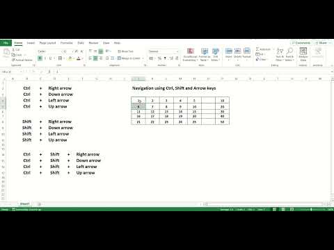 Basic Microsoft Excel Navigation using Control (Ctrl) and Shift keys + Arrow keys