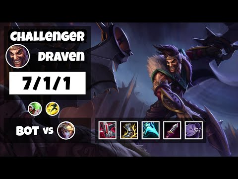 Draven 11.18 Gameplay Challenger Replay Bot Lane - S11 (7/1/1) - KOREAN