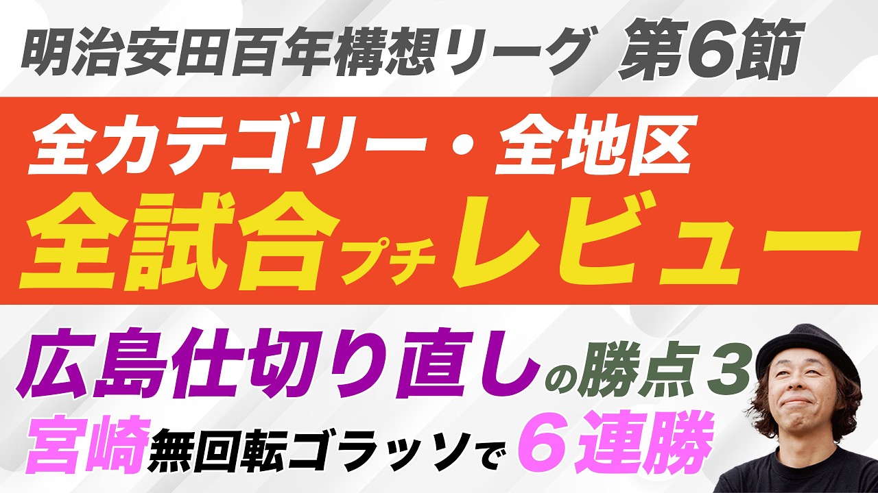 【百年構想リーグ・第６節】全カテゴリー全試合レビュー