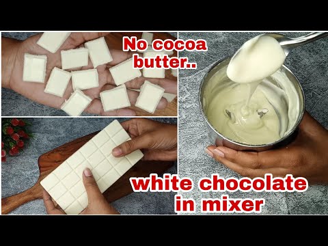 3 ingredients white chocolate  ///  without cocoa butter home made white chocolate bar recipe ..