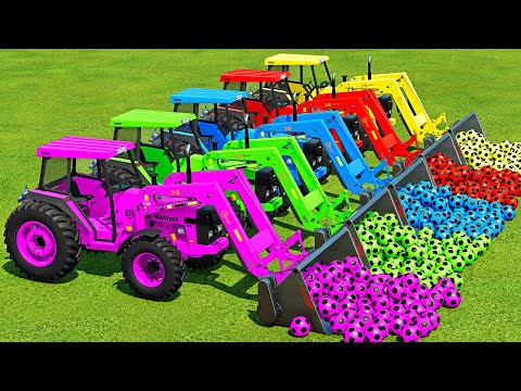 LOAD MINI SOCCER BALLS & TRANSPORT BATTLE WITH URAL TRUCKS & VALMET TRACTORS - Farming Simulator 22