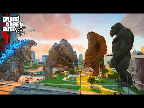 Godzilla and Perderos vs kong and Werebear - GTA 5 Mods