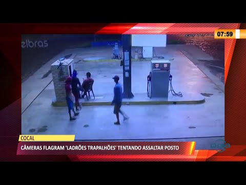 Câmeras flagram ladrões atrapalhados tentando assaltar posto 24 03 2021