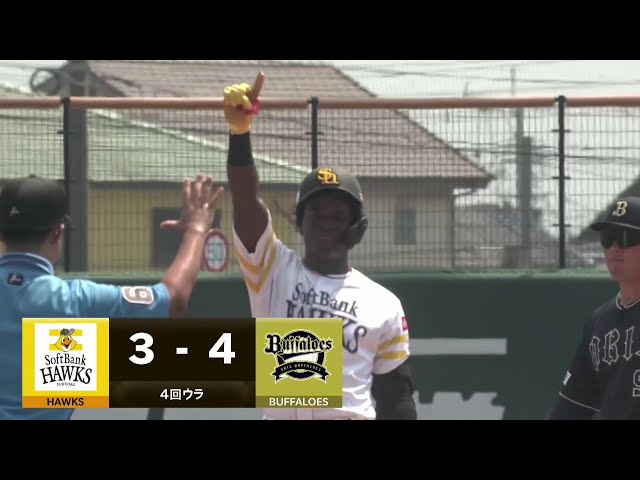 【ファーム】ファーム公式戦初安打!! ホークス・シモン レフトへのタイムリー2ベースを放つ!! 2025年7月17日 福岡ソフトバンクホークス 対 オリックス・バファローズ