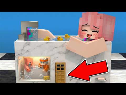 พวกเราสร้างบ้านอยู่ใน อ่างอาบนํ้า ในบ้านของคนยักษ์ !! ( มายคราฟ )