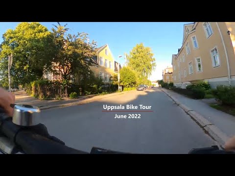 HD Virtual Cycling Tour, Uppsala Sweden, 40 minutes City Tour at Sunset, Natural Sound