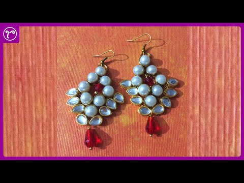 How to Make Beautiful Kundan Stone Earrings | Handmade Jewellery | Rubeads Jewelry Video