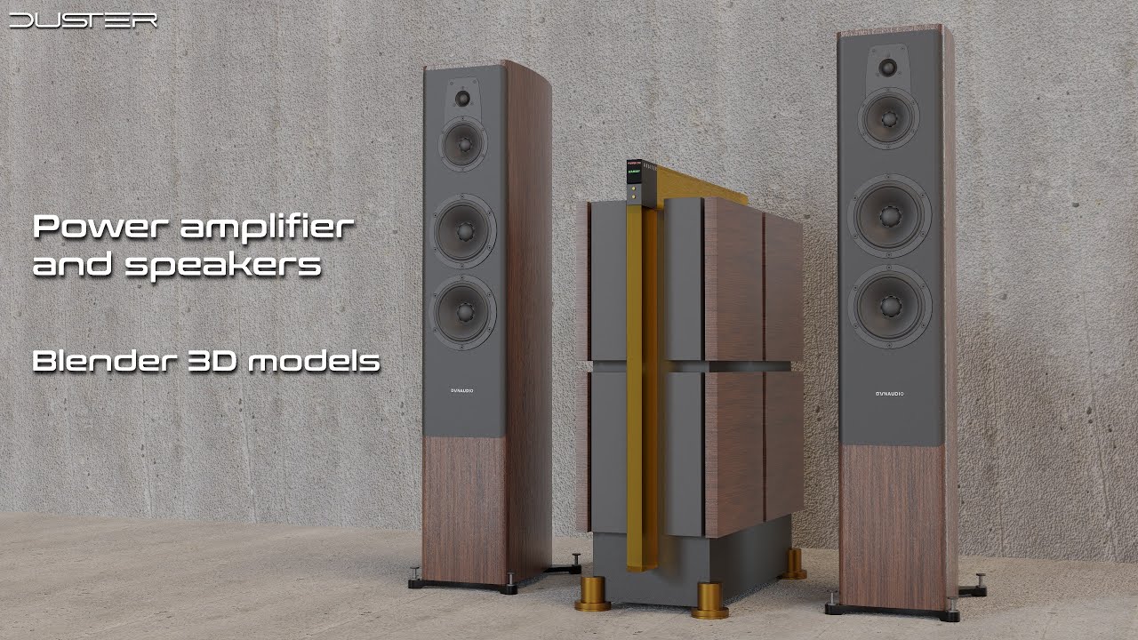 Dynaudio speakers and power amplifier 3D Model