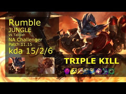 Rumble Jungle vs Taliyah - NA Challenger 15/2/6 Patch 11.15 Gameplay