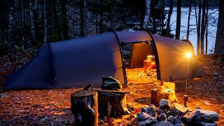 Camping In Snow And Rain With Hot Tent