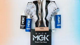 How to clean Jordan 11s with MGK SHOE CLEANER!! **WORLDS BEST SHOE CLEANER!**(EASIEST WAY)