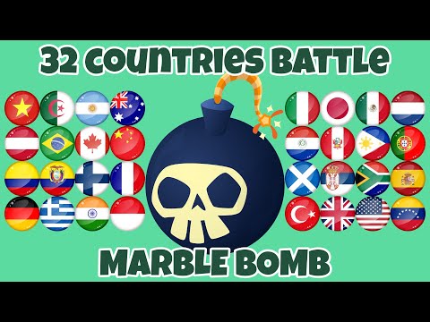 Survive the Bomb - 32 Countries - Algodoo Marble Race