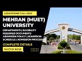 Mehran University of Engineering and Technology (MUET) Admissions 2022 - 2023 Complete Details