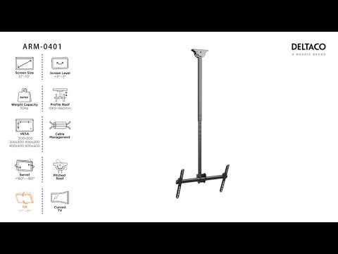 Teleskopinis viso judesio LED / LCD lubinis laikiklis DELTACO OFFICE 37-70 ", 1060 - 1560 mm, iki 50kg, juodas / ARM-0401