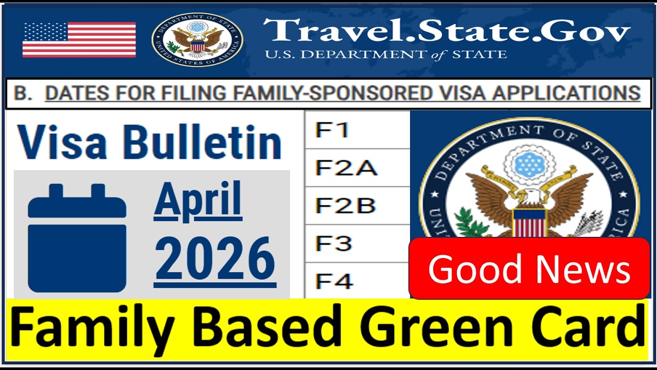 **Good News* Visa Bulletin April 2026 for Family Based Green Card || F1, F2A, F2B, F3 and F4 Visas.