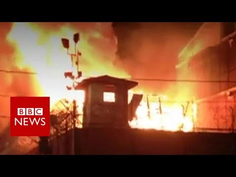 Inmates escape as prison burns – BBC News