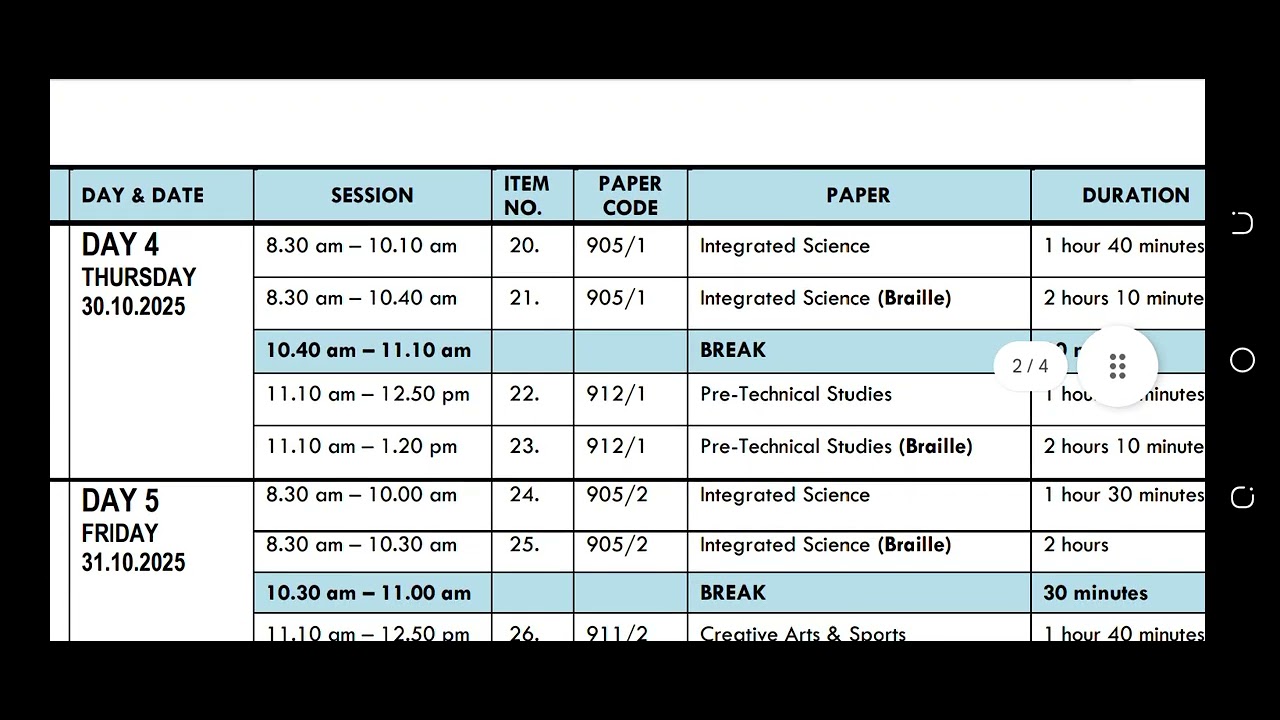 KJSEA GRADE 9 TIMETABLE UPDATED 2025