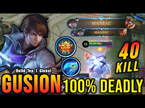 3x MANIAC!! 40 Kills Gusion MVP 18.5 Points!! - Build Top 1 Global Gusion ~ MLBB
