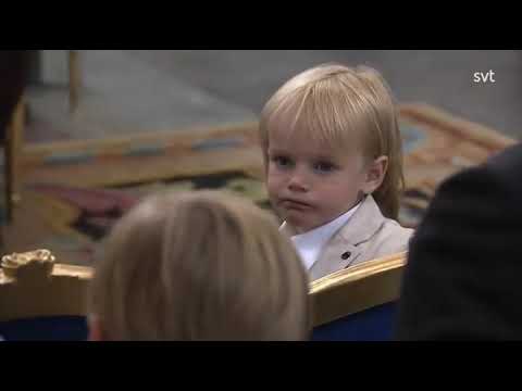 Prince Gabriel during the christening of Prince Julian at Drottningholm Palace Chapel in Stockholm.