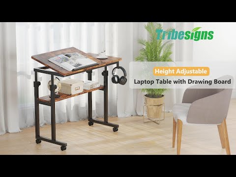 Tribesigns Portable Desk for Sofa Bed, Height Adjustable Bedside Laptop Table on Wheels C0566