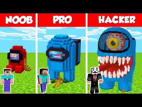 NOOB vs PRO vs HACKER - AMONG US HOUSE IMPOSTOR BUILD CHALLENGE in Minecraft Battle