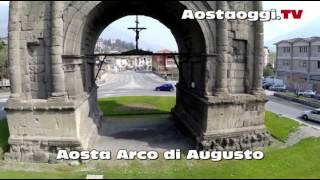 preview picture of video 'Aosta vista da un Drone Riprese Tv della città di Aosta Arco di Augusto'