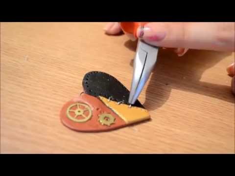 Steampunk heart pendant | Polymer clay tutorial