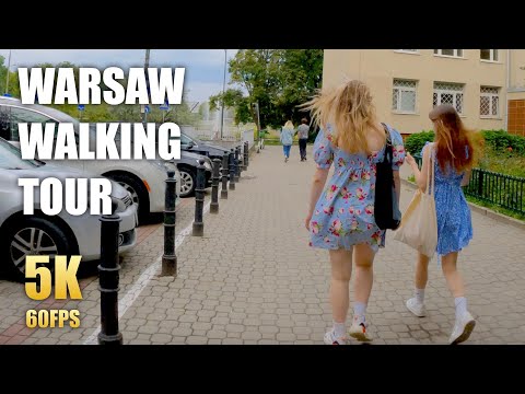 August 2022 Warsaw 🇵🇱 Poland Walking Tour (Ultra HD 5K 60FPS) Evening Virtual Street Tour