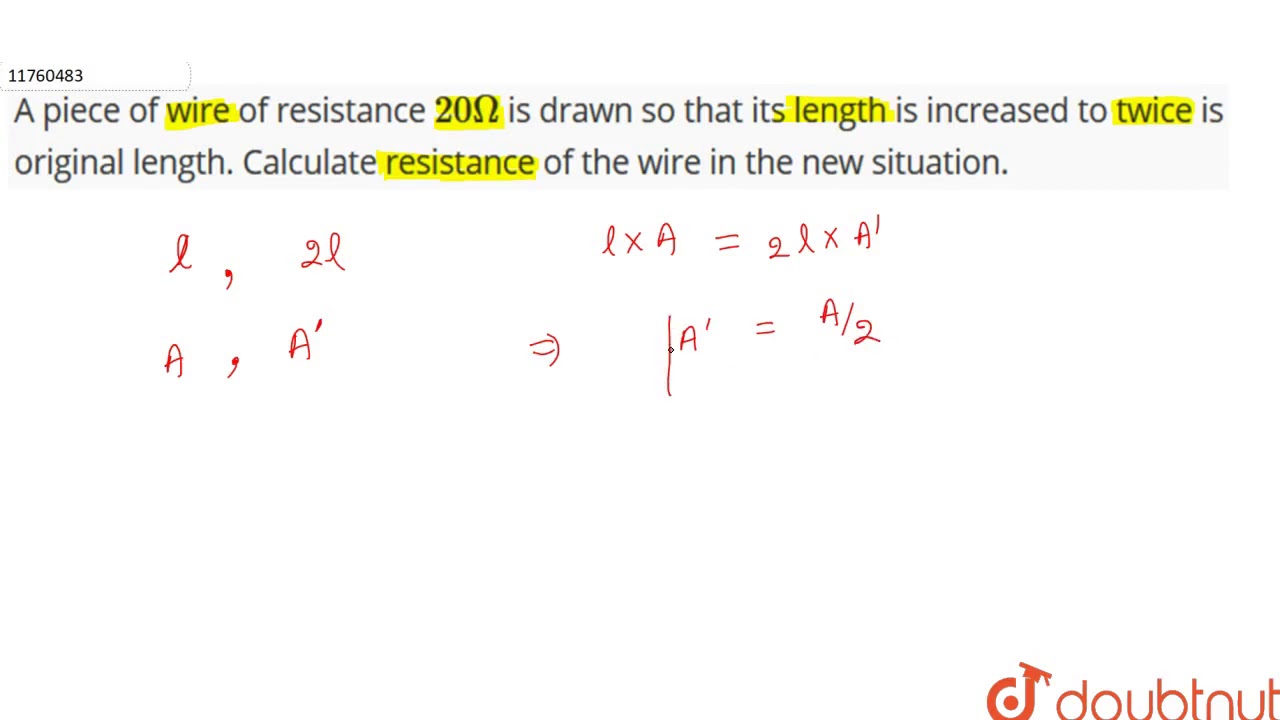 Watch video A piece of wire of resistance `20 Omega` is drawn so that its length is increased to Now A piece of wire of resistance `20 Omega` is drawn so that its length is increased to