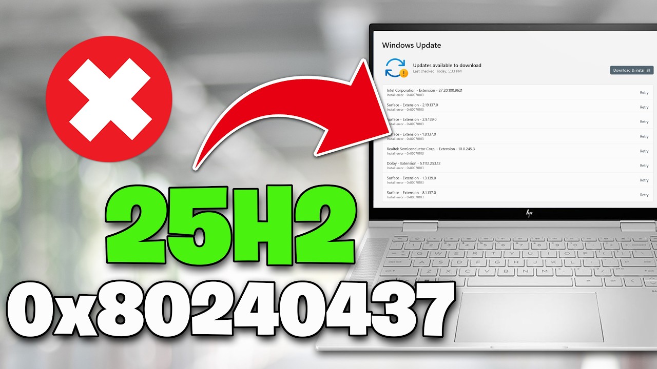 Version 25H2 Not Installing Error Code 0x80240437 In Windows 11 FIX