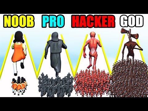 NOOB vs PRO vs HACKER vs GOD in Monsters Run Arena