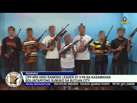 CPP-NPA high ranking leader at 9 pa na kasamahan boluntaryong sumuko sa Butuan City