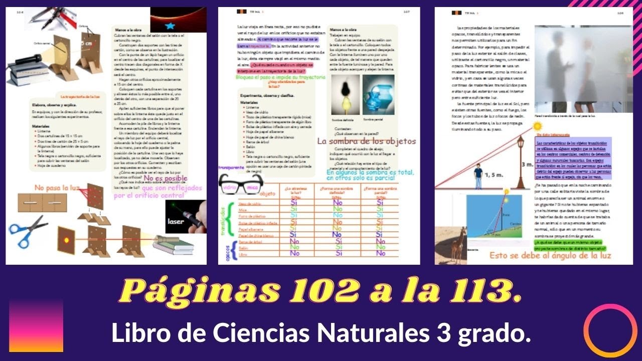 Páginas 102 a la 113 libro ciencias naturales 3 grado
