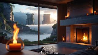 Luxury Misty Canyon Jazz🔥Fireplace Ambience,Smooth Jazz&amp;Nature View|Focus, Relax &amp;Wealth Energy 24/7