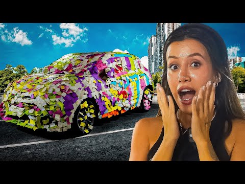 I COVERED MY MOM'S CAR WITH 10,000 POST-IT POSTS!? (BIG PROvocation)