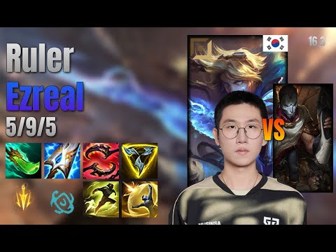 Ruler Adc Ezreal vs Jhin lol KR solo rank Full Game 16.3 | 룰러 이즈리얼 vs 진