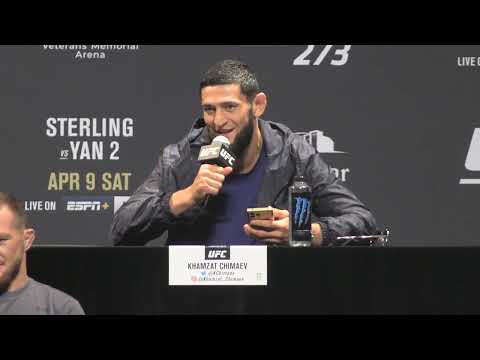 Khamzat Chimaev vs Gilbert Burns UFC 273 press conference trash talk highlights