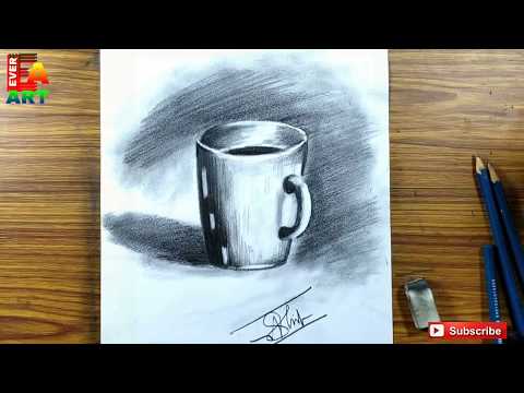 Tea cup drawing with pencil shade Part-(4)/weekwise painting Ever Art/ tea cup drawing with pencil