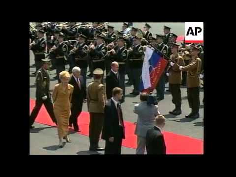Airport arrivals of Bush and Putin and Brdo Castle.