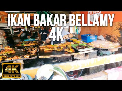 IKAN BAKAR JALAN BELLAMY 4K 60FPS - GRILLED FISH MALAYSIAN STYLE - EXCELLENT STREET FOOD