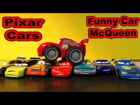 Disney Pixar Cars with Funny Car Lightning McQueen doing Stunts in Radiator Springs