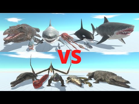 AQUATICS Team VS REPTILES Team - Animal Revolt Battle Simulator