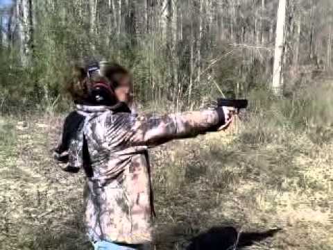 Lovely wife shooting Springfield Armory XD9 subcom