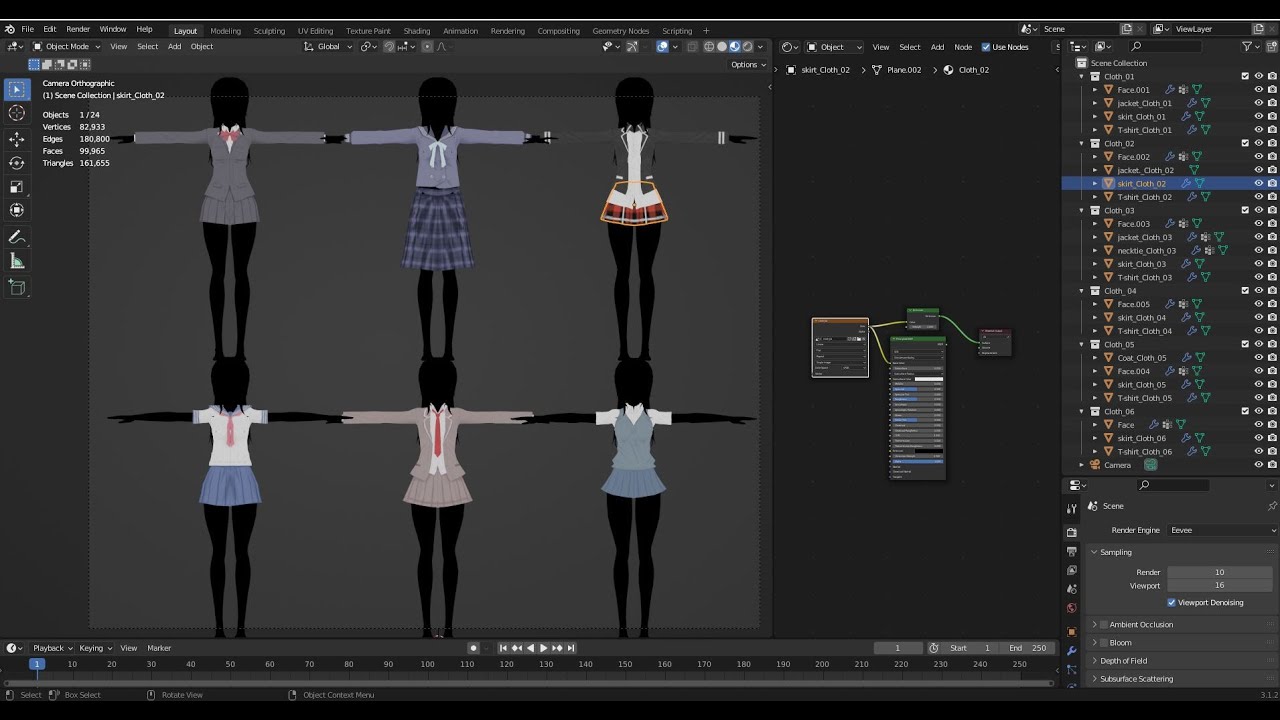 Anime - School Uniform - Girl 3D Model