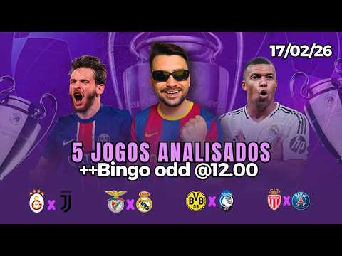 PALPITES E APOSTAS DE FUTEBOL PARA HOJE 17 02 2026 + BILHETE PRONTO (TERÇA-FEIRA)