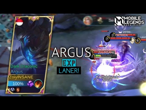 【ARGUS】EXP Lane Rotation & Ganking! TOP GLOBAL ARGUS Ranked Gameplay - Mobile Legends