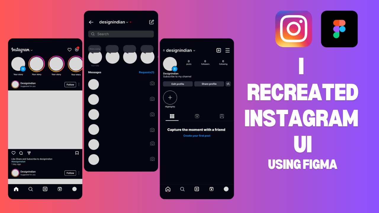 I Recreated Instagram Mobile App UI Using Figma! | Figma tutorial