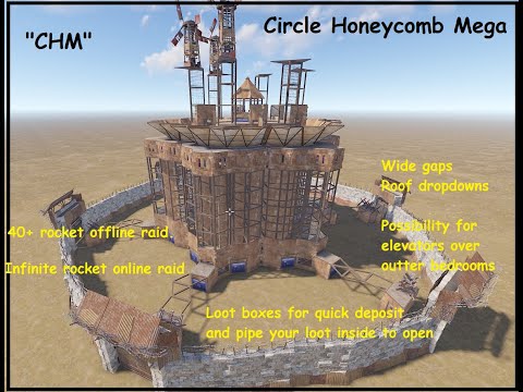 CHM, Circle Honeycomb Mega, 50+ turrets, wide gaps, 8-10 man base.