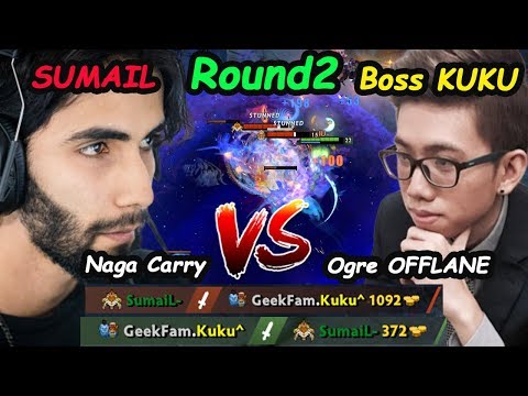 GeekFam.KuKu [Ogre Magi] OFFLANE Feat Raven Vs King SumaiL [Naga Siren] Round2 Dota2 pro Gameplay
